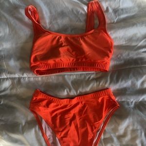 High wasted neon orange bikini